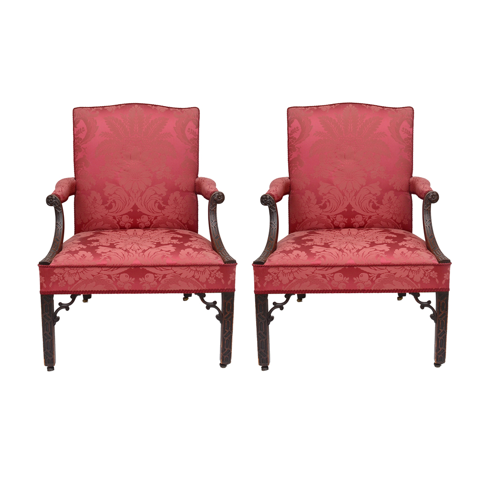 Pair of Antique George III Period  Library Chairs, c. 1765